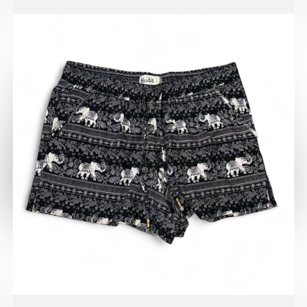 Mudd Black Shorts with White Elephant Print